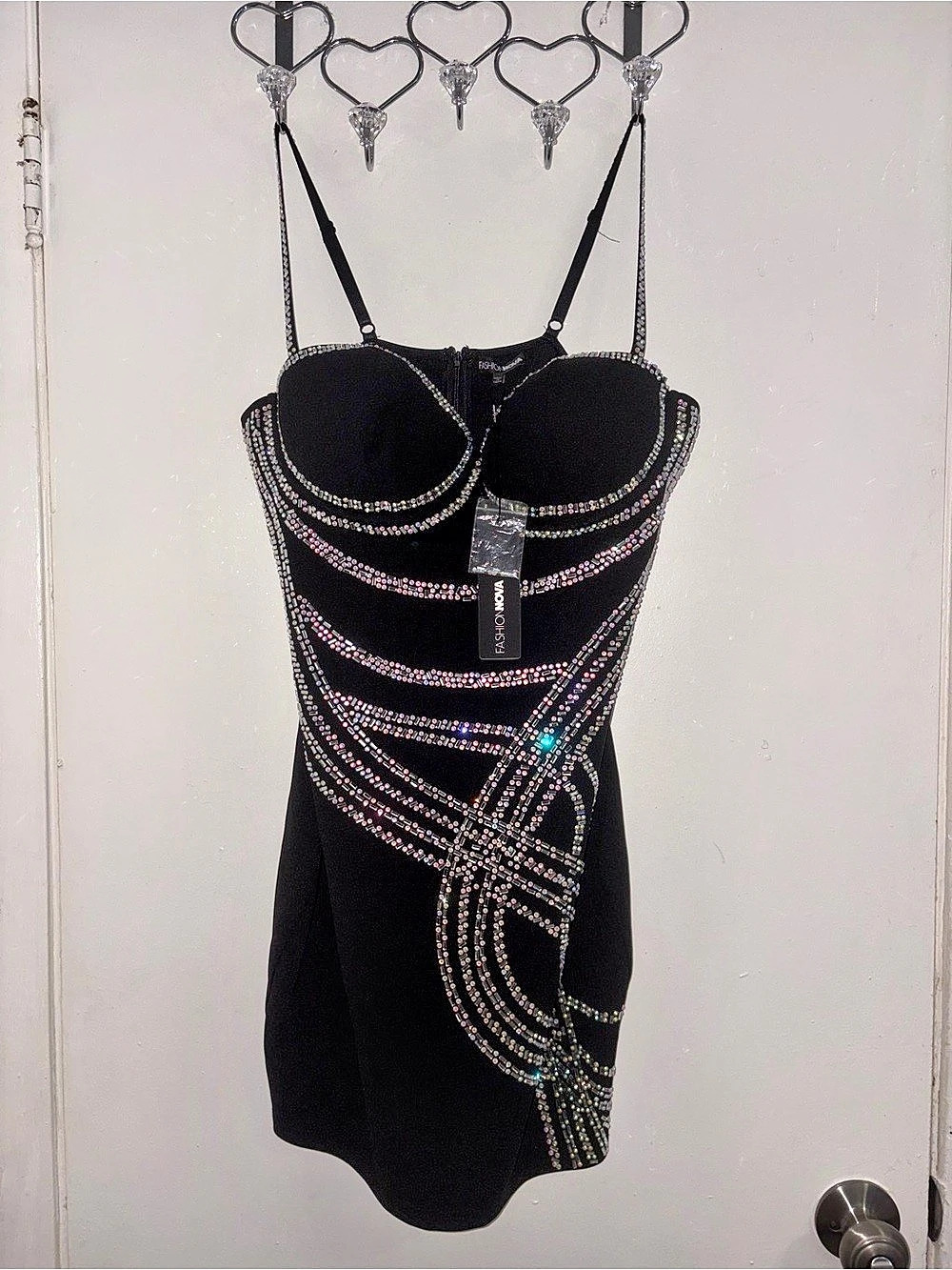 Fashion Nova So Tempting Embellished Mini Dress Black & Multicolor 1X